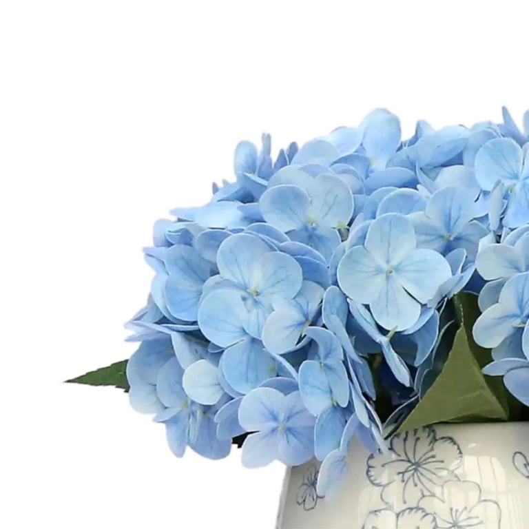 My Texas House Faux Hydrangeas in Blue and White Floral Vase, 9.5