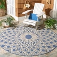 thumbnail image 2 of SAFAVIEH Courtyard Thane Nautical Indoor/Outdoor Area Rug, 6'7" x 6'7" Round, Blue/Beige, 2 of 9