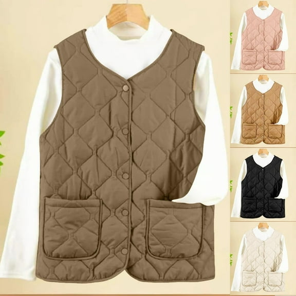 Dazajoo Lightweight Quilted Vest for Women Plus Size Zip Up Sleeveless Jacket with Pockets Snap Button Winter Warm Coat,Black,XXXL