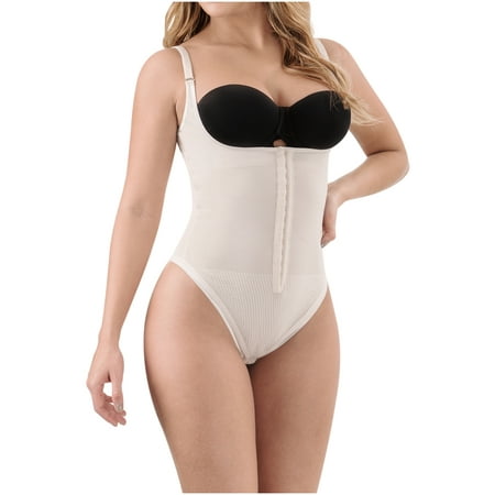 

LT.ROSE 21827 Fajas Colombianas Reductoras Slimming Tummy Control Thong Bodysuit for Women Beige L