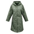 thumbnail image 6 of Women's Quilted Jacket Zipper Up Hooded Long Lightweight Padding Down Coat (Green S), 6 of 6