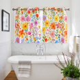 thumbnail image 3 of Spring Floral Kitchen Curtains Short 45 Inch Length, Watercolor Botanical Colorful Summer Grommet Top Bedroom Living Room Curtains, Light Filtering Cafe Curtain Drapes 2 Panels Set 84''x45'', 3 of 9