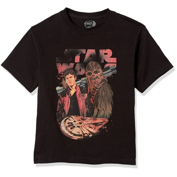STAR WARS Han Solo Bros Pose Boy's Solid Crew Tee, Black, X-Large