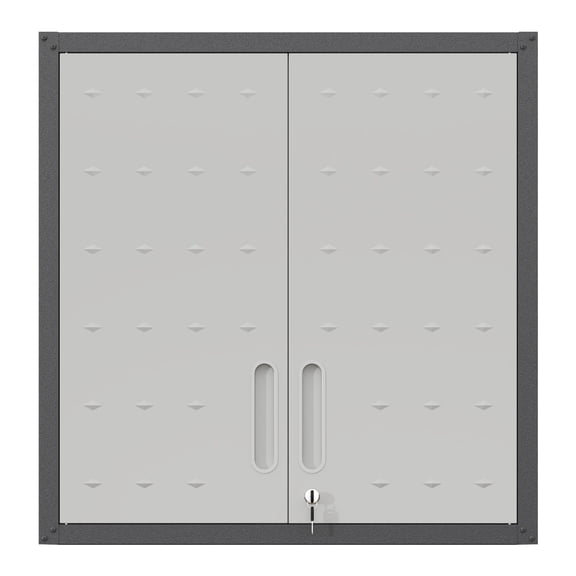 Noaman Metal Wall-Mounted Tool Storage Cabinet with Locking Door, 1 Adjustable Shelf, 29.53" x 11.81" x 30.31", Black & Gray, for Garage/Warehouse/Office