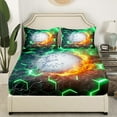 thumbnail image 3 of Golf Fitted Sheet Twin, Gradient Hexagon Bed Sheets Sports Games Bedding Set Teens Adult Bedroom, Geometric Neon Honeycomb Sheets Golf Gifts For Men, Green, 1 Pillow Case, 3 of 5