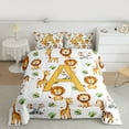 thumbnail image 3 of Manfei Initial A Letter Full Size Comforter Sets for Kids, Kawaii Lion Giraffe Elephant Bedding Comforter Set, Zoo Animal Reversible Bedding Sets, Super Cozy Room Decor, 3 Pieces, 3 of 9