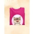 thumbnail image 3 of Cat Licking Face Sweatshirt Women -Kayomi Harai Designs, Female Medium, 3 of 4