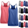 thumbnail image 1 of Ashirexll Camisoles pour Femmes 2 Pcs Sans Manches Col Rond Camisoles Tube Ajouré Blouse Plissée, 1 of 7