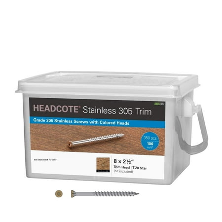 

Headcote #8 x 2-1/2 - #65 Rosy Brown - Stainless Steel Trim Head Deck Screws - 350 pc. Deck Pack for 100 Sq. Ft. of Decking - STX65T08250