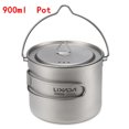 thumbnail image 1 of Pot en Titane 900ml/1600ml Ultraléger Portable avec Couvercle et Poignée Pliable pour Camping en Plein Air Randonnée, 1 of 6