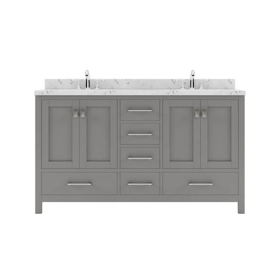 Caroline Avenue 60" Double Bath Vanity in Gray with Cultured Marble Quartz Top and Round Sinks
