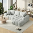 thumbnail image 2 of 101" Cloud Sectional Couch with L-Shaped Chaise, Modular Sectional Sofa with Deep Seat, Comfy Corduroy Boneless Couches for Living Room, No Assembly Required, Pearl Gray, 2 of 9