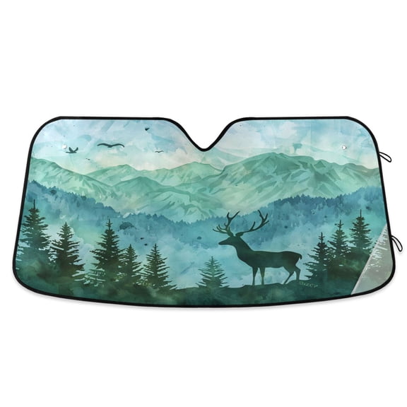 Deer in Forests Car Windshield Sun Shade Foldable Car Front Window Visor Heat and UV Protection 53x23.5