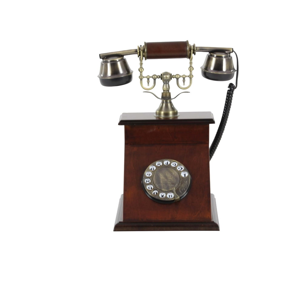 Decmode Traditional 12 x 7 inch decorative vintage wooden telephone box