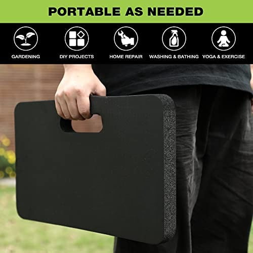 Extra Thick Kneeling Pad, 2-Pack, Soft Foam Cushioning for Knee, Large Foam Kneeler Mat for Gardening, Bathing Baby, Workout Supplies, 17.5 x 11 x 1.5 in, Black