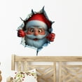 thumbnail image 5 of 3PC Christmas Creative Wall Sticker, Santa Claus Breaking Through Wall Design, Reindeer Door Stickers, Removable Winter Holiday Xmas Break Through Walls Decor, for Window Refrigerator Decorations, 5 of 6