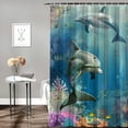 thumbnail image 2 of Orinice Sea Dolphin Shower Curtain Sets with Rugs,Toilet Lid Cover and Bath Mat, Haunted House Shower Curtains Bathroom Decor Set 69x72, 2 of 7