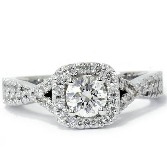 Silvago Jewel 14K White Gold Plated Rings - 1.5 Ct Round Cut Diamond Ring for Gifts - Beautiful Special Occasion Ring - Bridal Diamond Jewellery - Twisted Shape Anniversary Ring