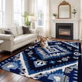thumbnail image 3 of Boho Navy Blue Grey Large Area Rugs for Bedroom Living Room, Soft Non Slip Carpet Bedside Rug, Ethnic Geometric Southwestern Vintage Rectangular Floor Cover Kitchen Accent Rug 5'x7' for Office, 3 of 9