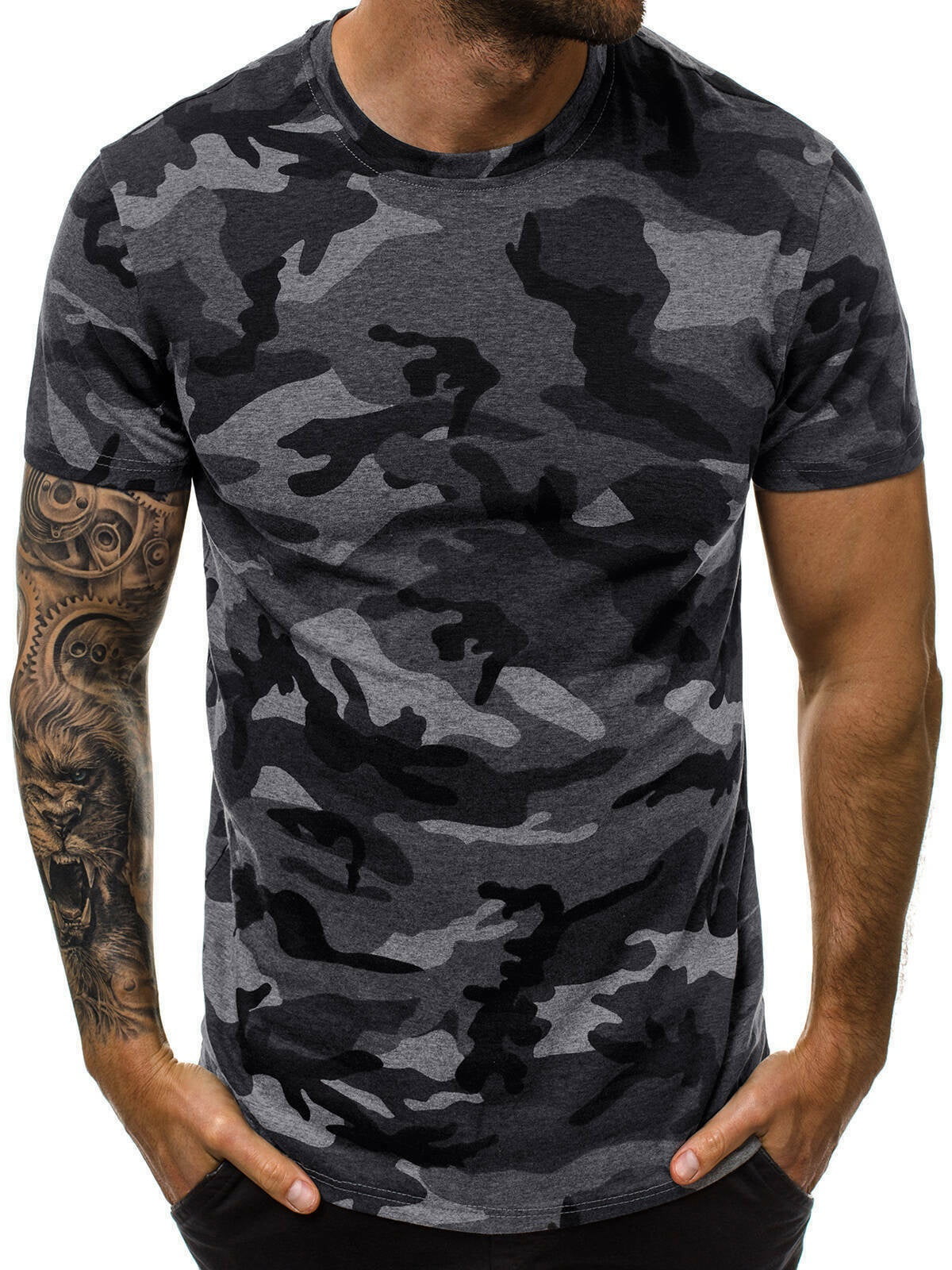 Men's Short Sleeve Forest Camo Print T Shirt Camouflage Forest  Army Top S-5XL 