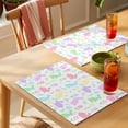 thumbnail image 4 of Happy Easter Placemats Set of 12 Spring Colorful Bunny Floral Watercolor Place Mats Indoor Wipeable Table Mats Washable Cloth Dining Table Placemats for Kitchen Holiday Party Home Decor 13x19 Inch, 4 of 9