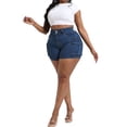 thumbnail image 5 of Gocolloa Women Plus Size Jean Shorts Stretchy Curvy Cargo Shorts High Waisted Streetwear Denim Shorts with Pockets Royal Blue 24W, 5 of 5