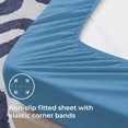 thumbnail image 4 of shiyou-Queen Sheets, Soft Microfiber Cooling Sheets Drap Lit with Corner Straps, Denim Blue Deep Pocket Luxury Hotel Cozy Bedding Set, 4 of 4
