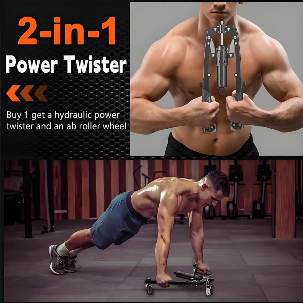 Mymus CoreFlex Twister Pro,Hydraulic Power Chest Press Machine,All-in-One Adjustable Hydraulic Arm Exerciser Twister Bar, ABS and Upper Body Fitness Equipment for Home Gym Workout