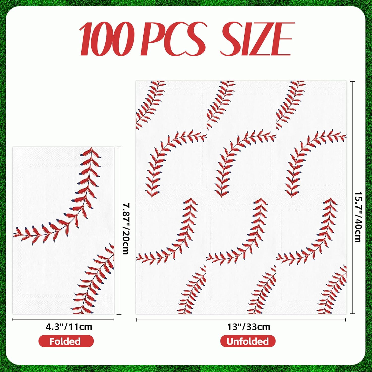 100 PCS Baseball Paper Napkins, Disposable Baseball Bathroom Guest Hand Towels Sports Theme Dinner Napkins Decorative for Kitchen Home Birthday Baby Shower Party Decoration (Baseball)