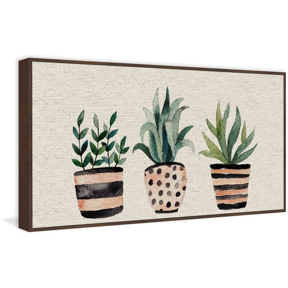 Three Plants II Floater Framed Painting Print on Canvas