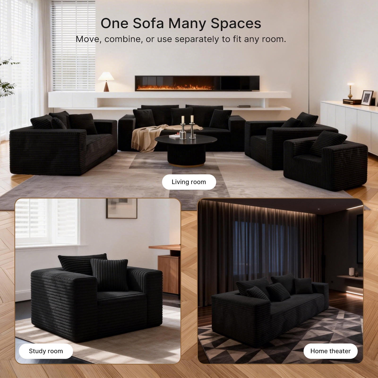 Small Boneless Sofa Chair, No Assembly Corduroy Memory Foam Cloud Reading Chair with Throw Pillow for Living Room Bedroom Playroom