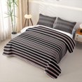 thumbnail image 3 of Castle Fairy Hippie Horizontal Stripe Bed Spread Queen 3pcs,Tribal Thin Line Queen Coverlet Set,Black Pink White,1 Quilt and 2 Pillowcases, 3 of 7