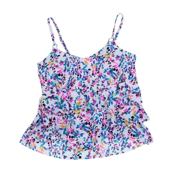 Island Escape Women's Plus Size Tankini Floral-Print White