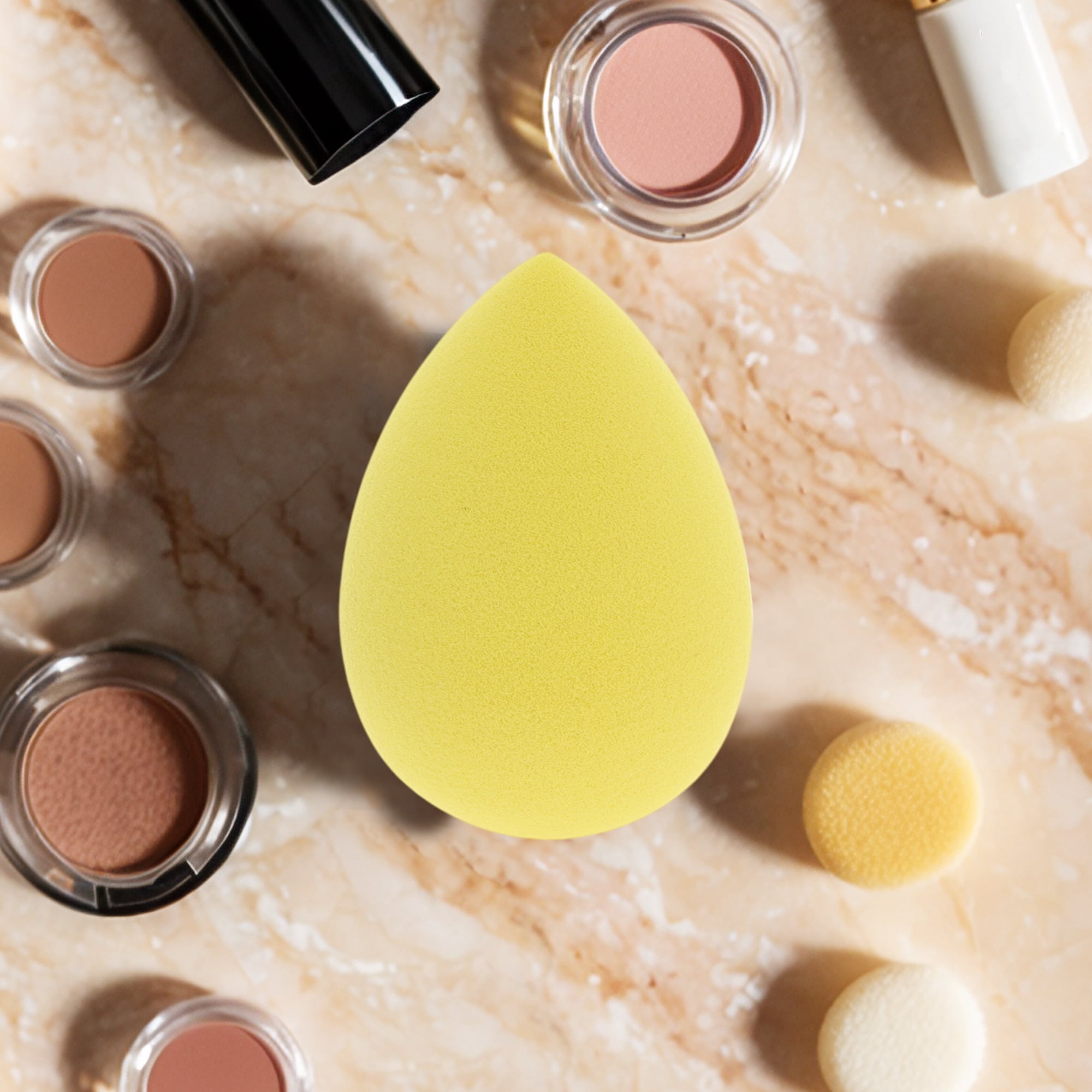 Unique Bargains 1 Pc Teardrop Shaped Puff for Travel Dressing Tables Use Yellow