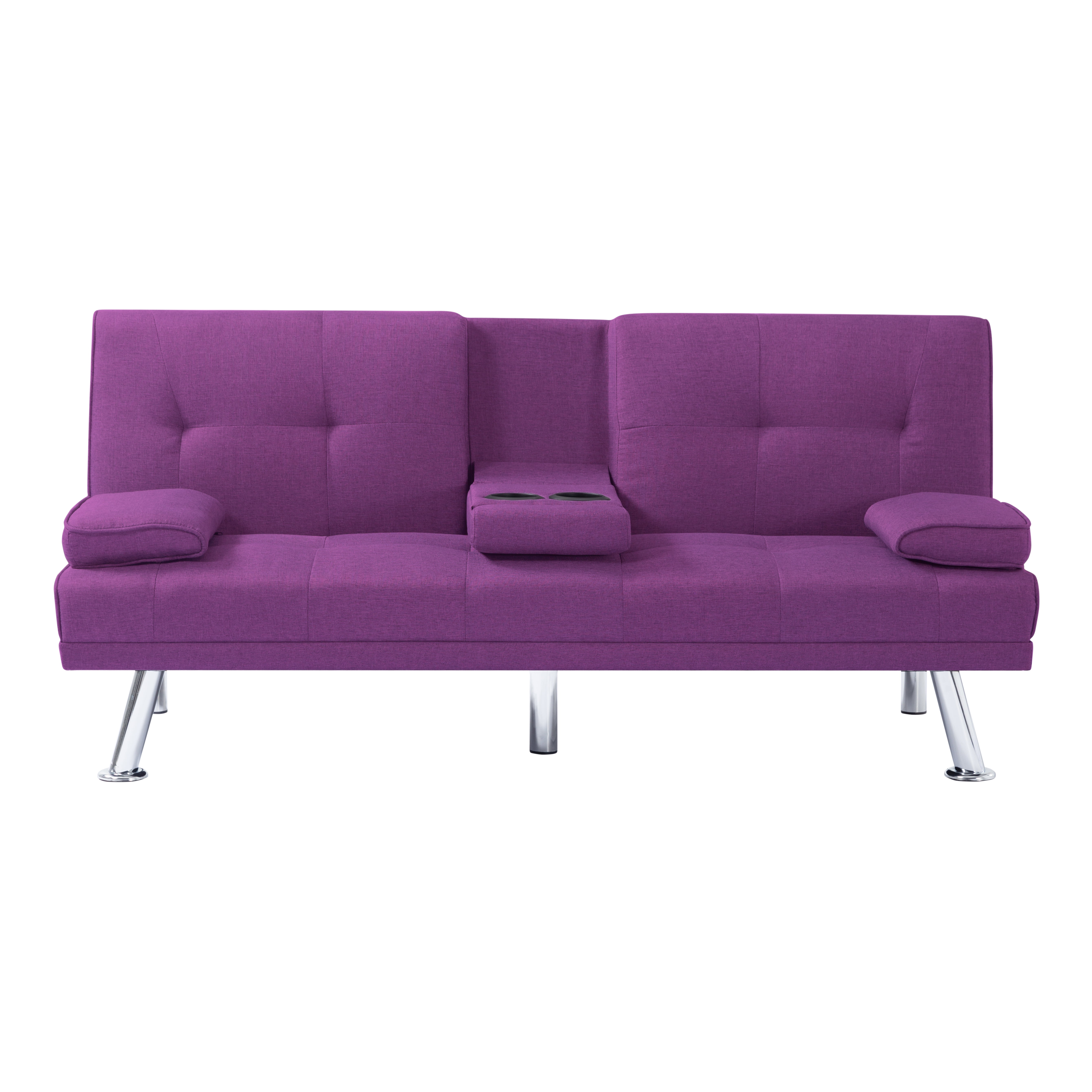 BSHTI 66.3 inch Futon Sleeper Sofa Bed,Twin Size Futon Sleeper,Purple Polyester Upholstery Sofa Bed,for your Home,Office,and Guest Room