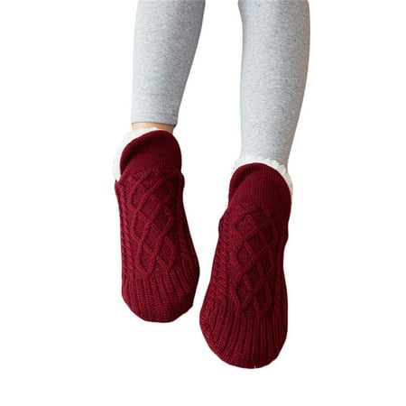 

Winter Thick Warm Floor Socks Solid Color Home Anti-slip Slipper Socks for Women Girls