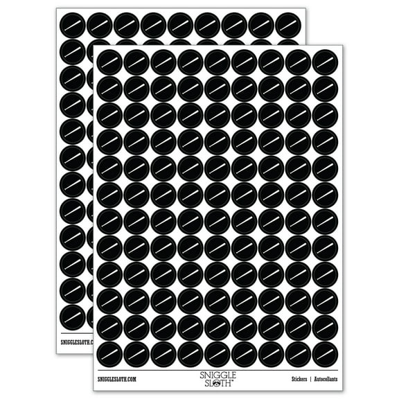 Baseball Bat Solid 200  Round Stickers - Black - Gloss Finish - 0.50" Size