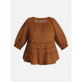 thumbnail image 5 of Terra & Sky Women's Plus Button Front Swing Top with Elbow Length Sleeves, Sizes 0X-5X, 5 of 5