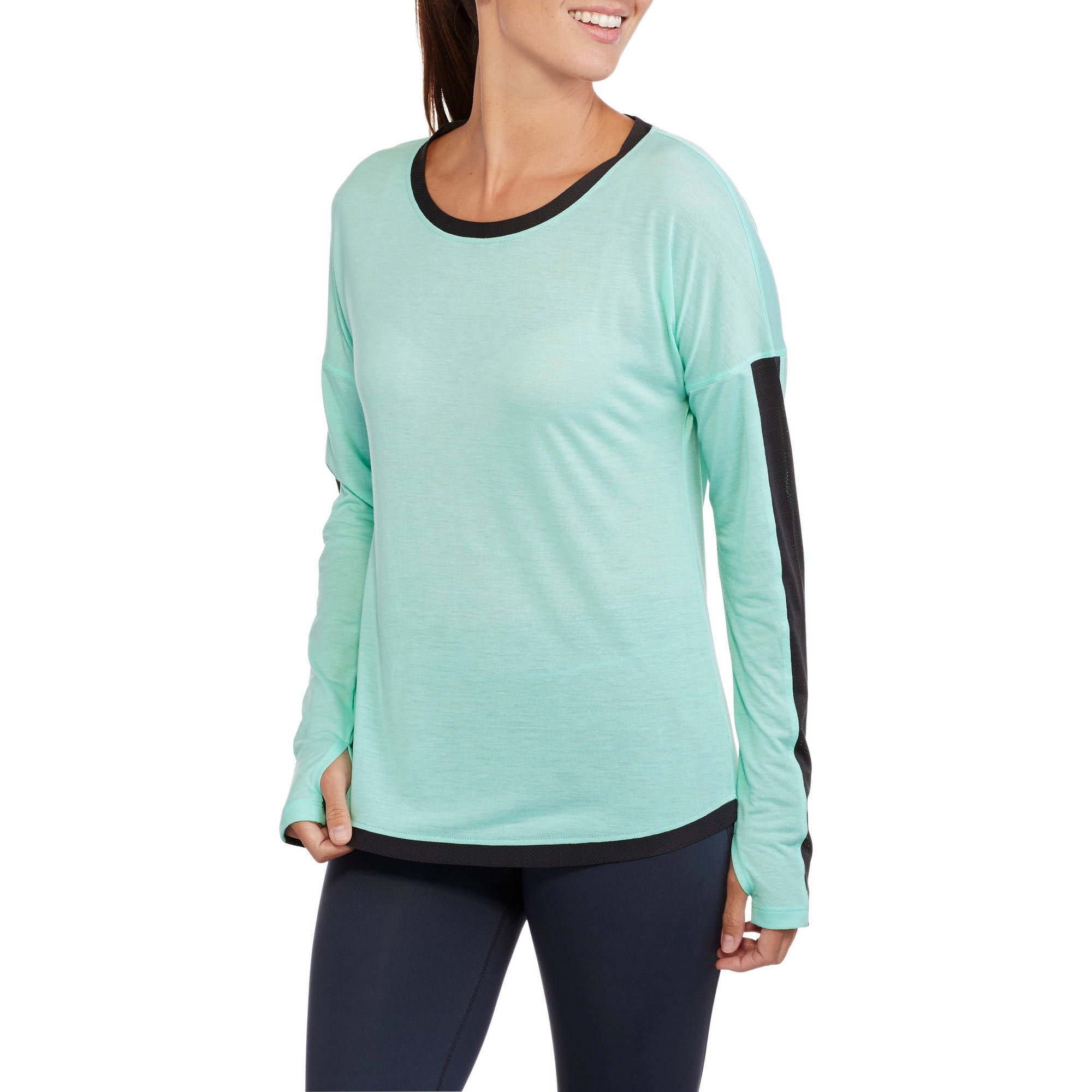 Avia Women's Long Sleeve Performance TShirt with Colorblock Sleeves