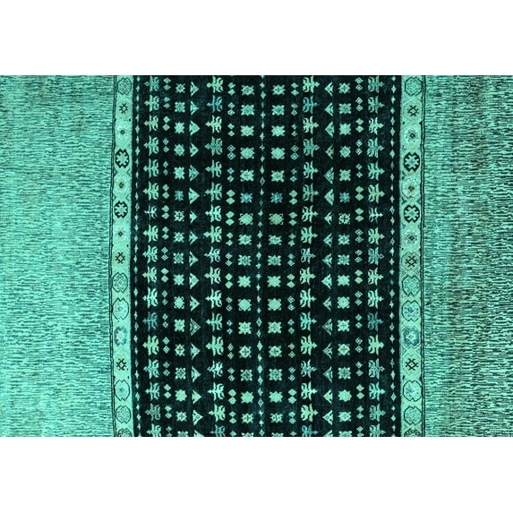 Ahgly Company Indoor Rectangle Abstract Turquoise Blue Modern Area Rugs, 5' x 8'