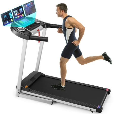 Treadmill with 10" HD TV Movie Touchscreen and 3D Virtual Sports Scene, WiFi & Bluetooth Speaker,Folding Treadmills with Hydraulic Drop,Heart Rate Sensor,Portable Running Walking Machine for Home Gym
