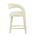 thumbnail image 3 of Modway Pinnacle Performance Velvet Counter Stool Set of Two in Ivory Gold, 3 of 9