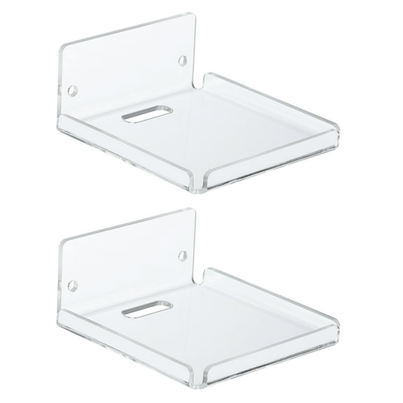 Uxcell 4" Small Floating Shelves Clear Acrylic Shelves for Wall Small Clear Wall Shelf Bathroom Shelves With Power Extension Cord 2 Pcs