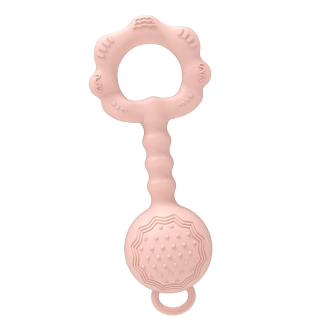 Sonajeros Para Bebés, El Mordedor Puede Hacer Sonidos, Textura Para La Dentición, Sonajero Para Bebés, Color Rosa