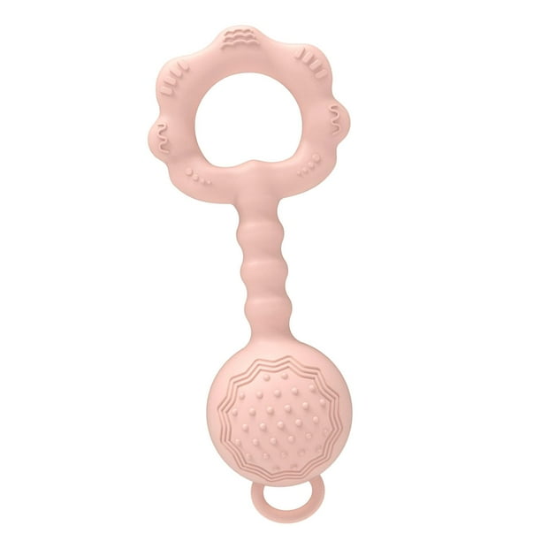 juguetes sonajero mordedor,sonajeros de silicona mordedor juguetes de desarrollo,sonajeros para la dentición juguetes para bebés bebés sin bpa,Juguete de silicona para la dentición del Rosa