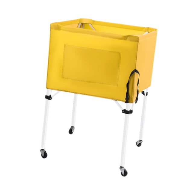 Bola de almacenamiento Bin Rolling Sports Ball Cart Larcher versátil de almacenamiento Plegado con ruedas para el garaje de baloncesto del gimnasio de Amarillo