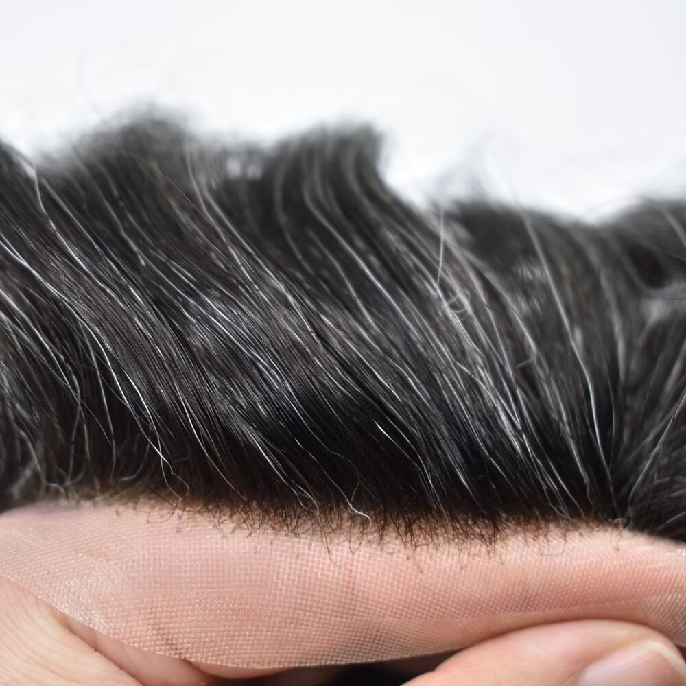 Lyrical Hair Toupee for Men Hair System for Man Siwss Super Welded Lace Mens Hairpieces Human Hair Replacement System Lace Hair Unirs Wig #1B20 Off Black with 20% Gray