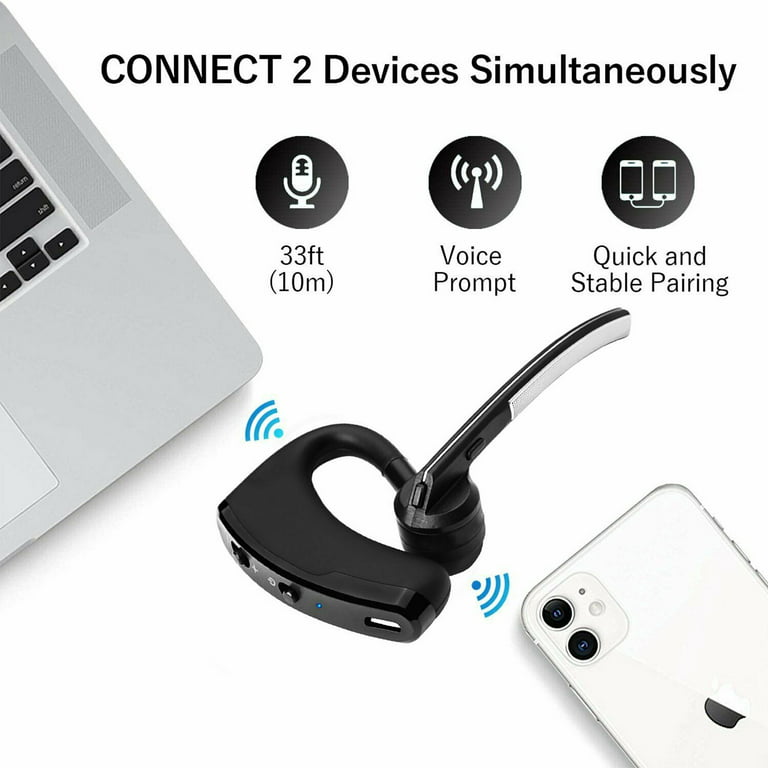 verzending openbaring Zichtbaar Bluetooth Headset,Over the Ear Handsfree Headset with Noise Cancellation  Mic for Driving/Business/Office, Compatible with iPhone - Walmart.com