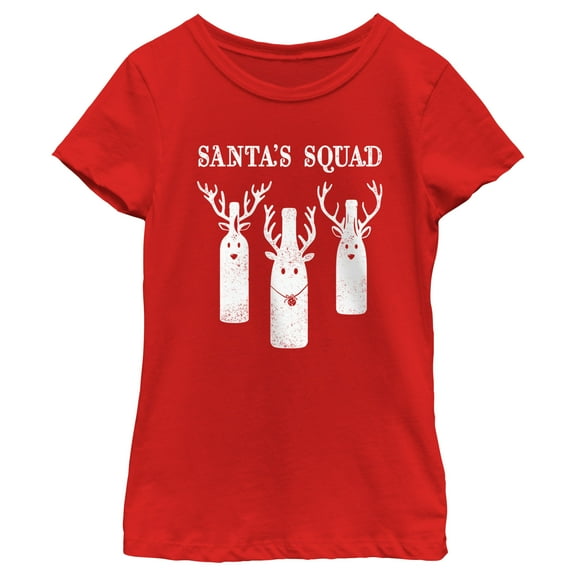 Girl's Lost Gods Distressed Santa’s Squad  Graphic Tee Red Large