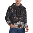 thumbnail image 2 of Wukai Midnight Butterfly Floral Dream Print Men Hoodies Fleece Sweatshirts Long Sleeve Sweaters Pullover Fall Outfits Winter Clothes-4X-Large, 2 of 7